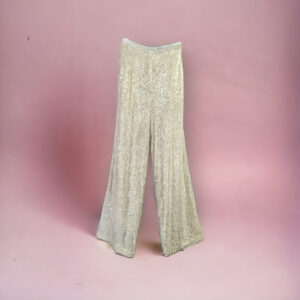 Pantalone VICOLO a palazzo con paillettes , Panna Argento