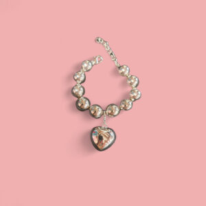 Bracciale con cuore pendente , ARGENTO