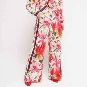 Pantalone MARYLEY in fantasia floreale con banda