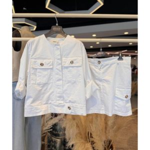 Giacchina VICOLO in jeans , BIANCO