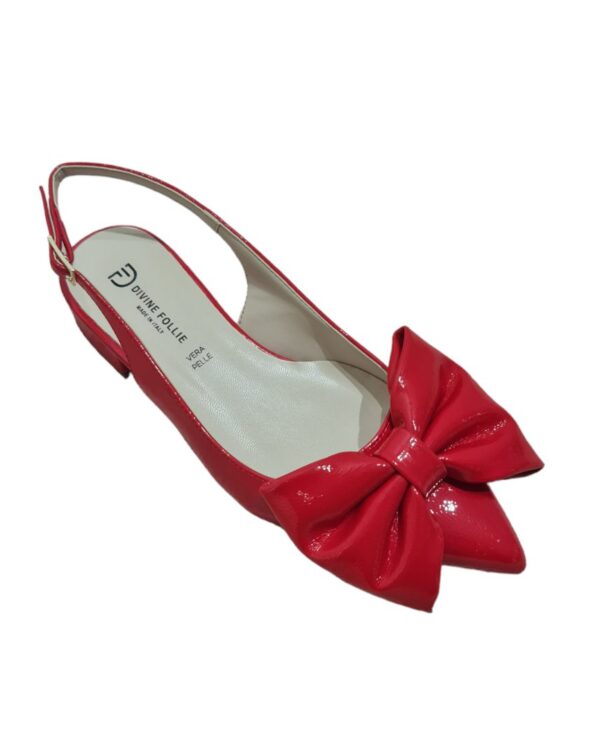 Slingback DIVINE FOLLIE con fiocco in vernice rosso