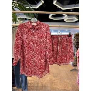 Completo VICOLO in fantasia panna / rosso