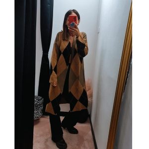 Cardigan Midì VICOLO a rombi , CAMEL