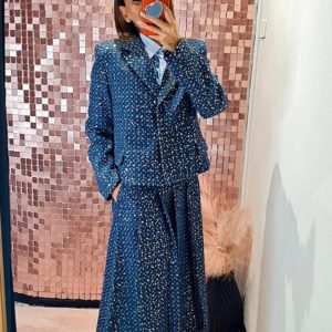 Giacca Crop VICOLO in jeans & pailettes