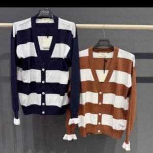 Cardigan VICOLO a righe con volant