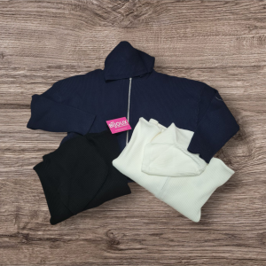 Cardigan VICOLO a costine con cappuccio
