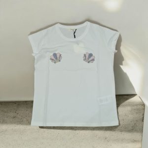 T-shirt VICOLO con "conchiglie" in perline & strass