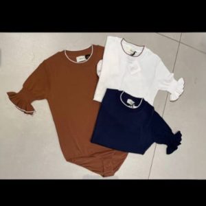 Body VICOLO mezza manica con volant Bi Color
