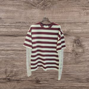 T-shirt Over VICOLO a righe con pizzo Panna Bordeaux