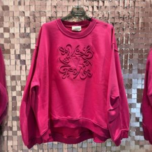 Felpa Over VICOLO con ricamo , FUXIA