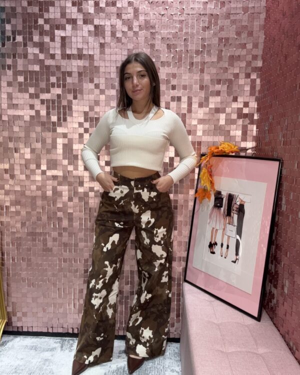 Pantalone SUSYMIX a palazzo, "muccato"