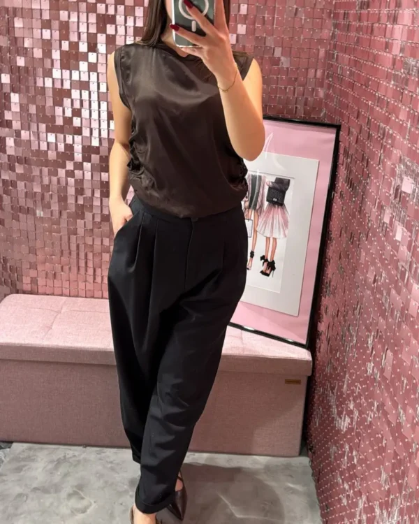 Canotta SUSYMIX con arriccio in raso di viscosa, VARI COLORI