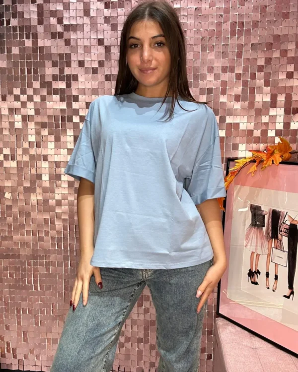 T-shirt Over SUSYMIX con risvolto, mod a scatoletta, VARI COLORI