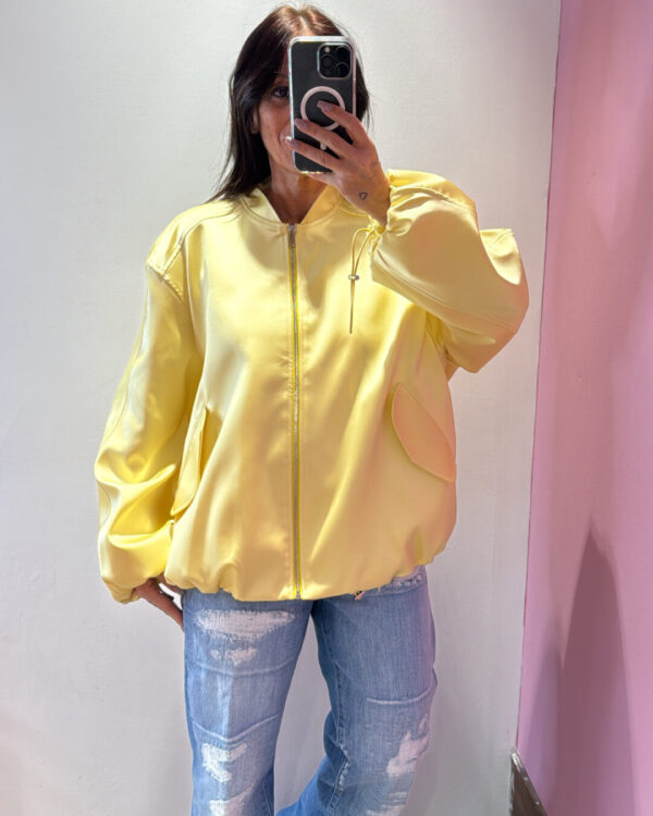 Bomber Over VICOLO in raso , GIALLO PASTELLO