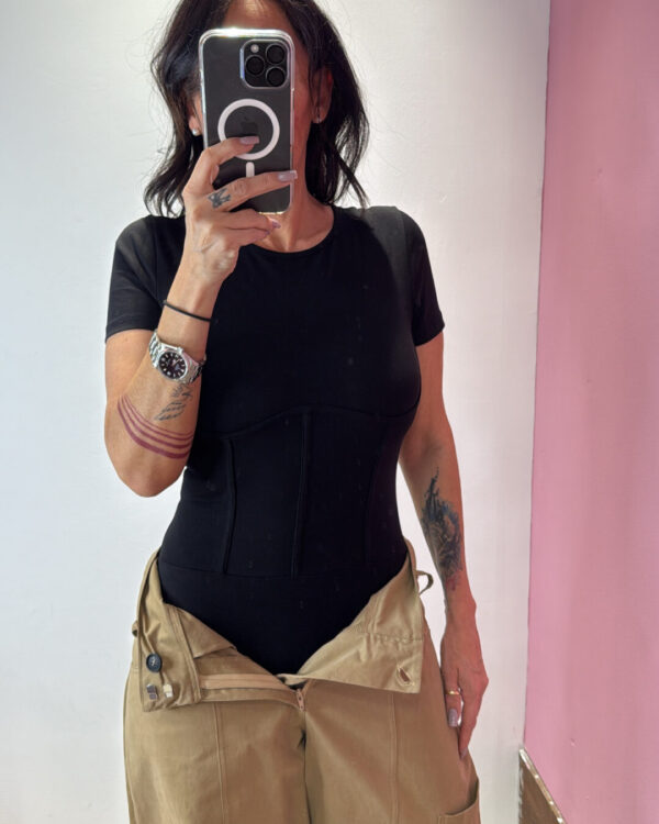 Body VICOLO effetto corsetto, NERO