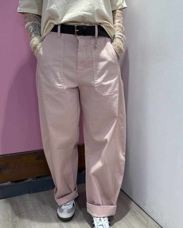 Pantalone SUSYMIX ad ovetto elasticizzato sul retro, ROSA CIPRIA
