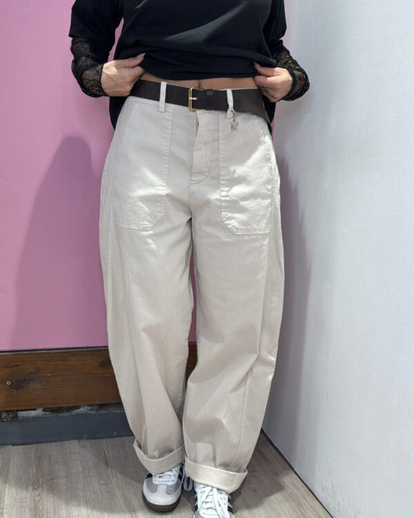 Pantalone SUSYMIX ad ovetto elasticizzato sul retro, SABBIA