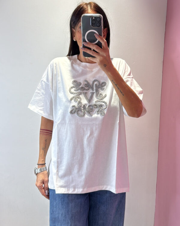 T-shirt Over VICOLO con logo in spugna GRIGIO