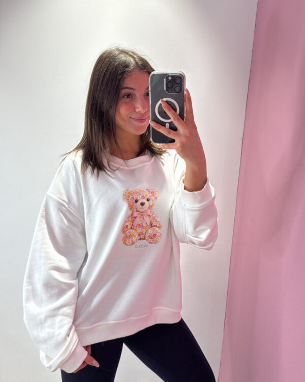 Felpa Over VICOLO con teddy floreale plastificato