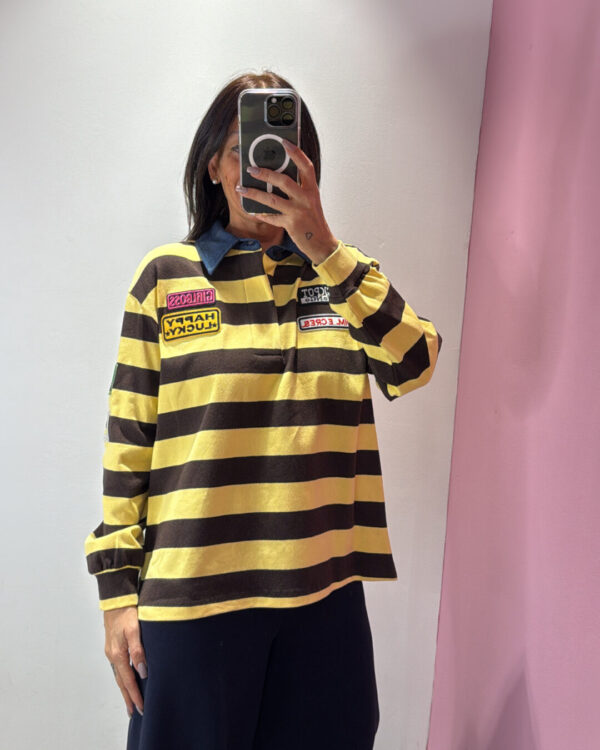 Polo VICOLO a righe con colletto in jeans