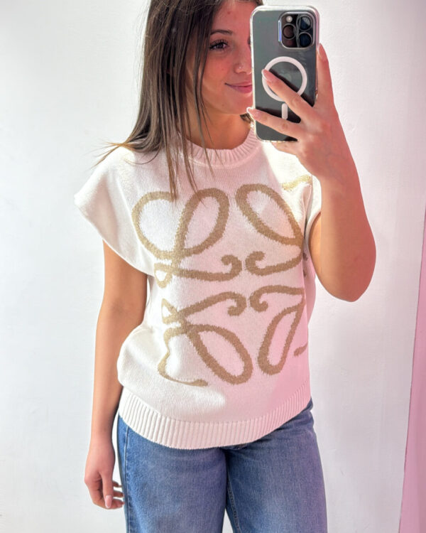 Gilet / Smanicato MOTEL con ricamo , BIANCO BEIGE