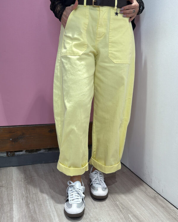 Pantalone SUSYMIX ad ovetto elasticizzato sul e retro, GIALLO