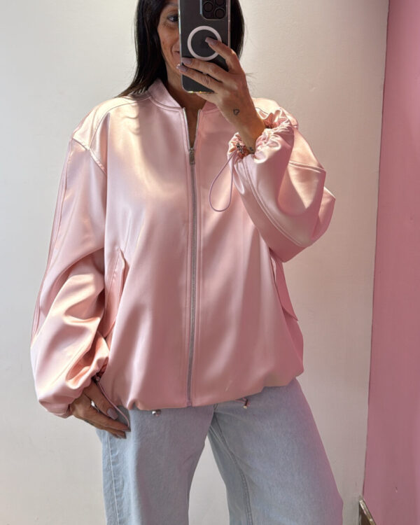 Bomber Over VICOLO in raso , ROSA CIPRIA