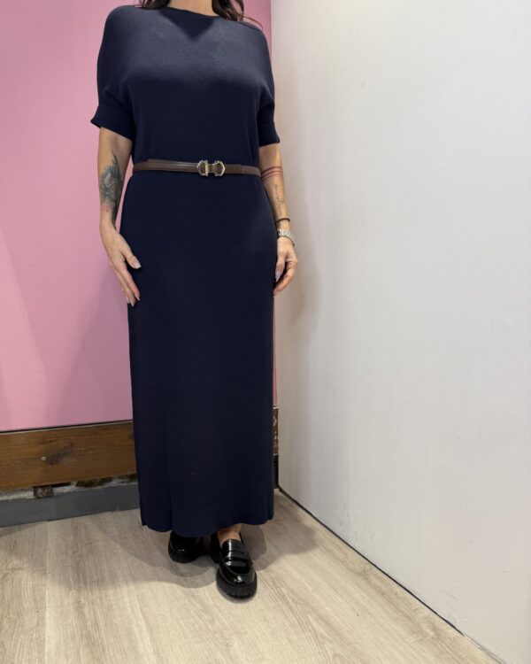 Abito Lungo VICOLO a costine con cintura , BLU