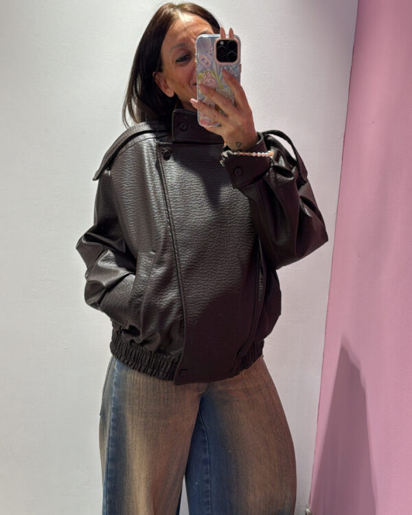 Bomber VICOLO in ecopelle martellata, MORO