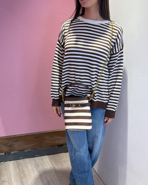 Borsa VICOLO mod. BELTIE BUCKET in canvas a righe