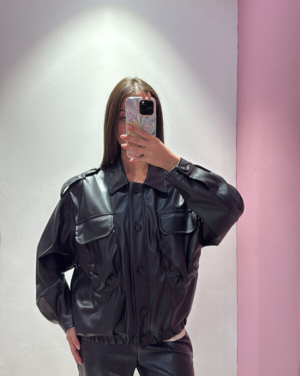 Bomber VICOLO in ecopelle, NERO