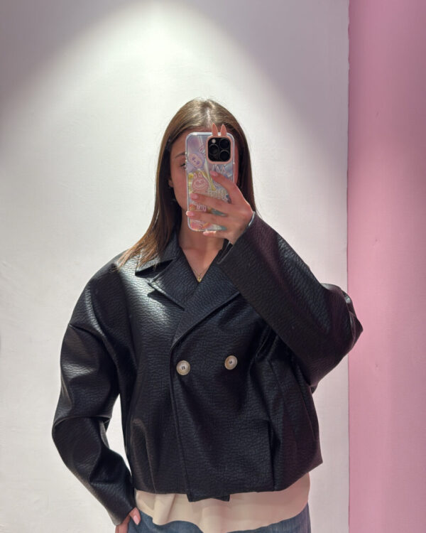 Giacca / Bomber VICOLO a doppio petto in ecopelle martellata