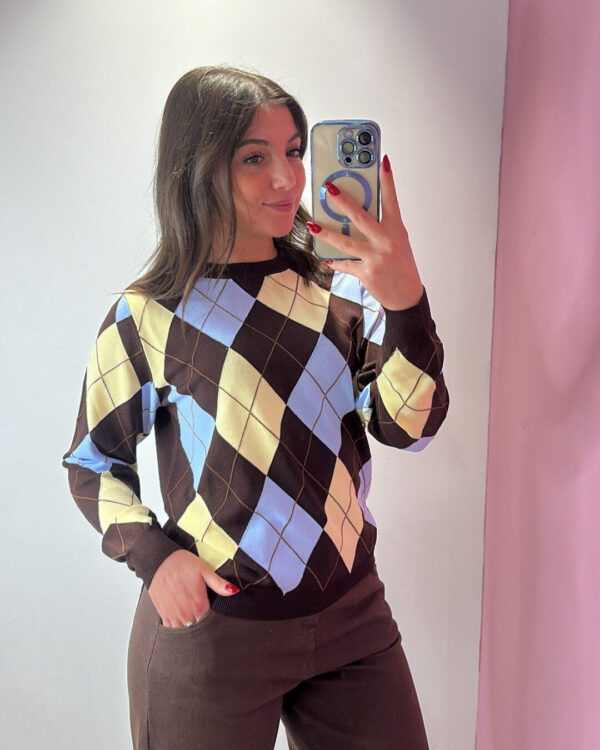 Maglia VICOLO a losanghe, CIOCCOLATO FONDENTE