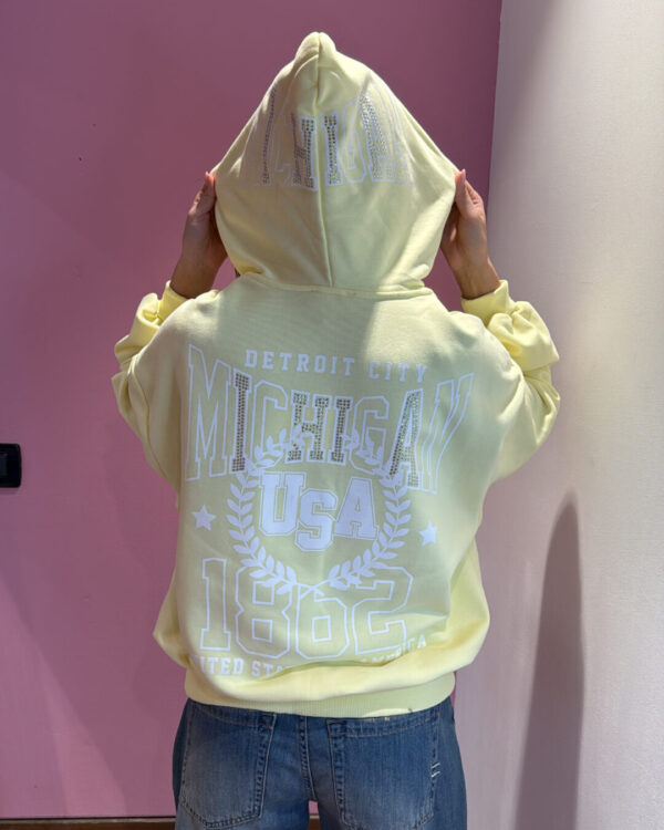 Felpa VICOLO con cappuccio  cabochon & strass , GIALLO