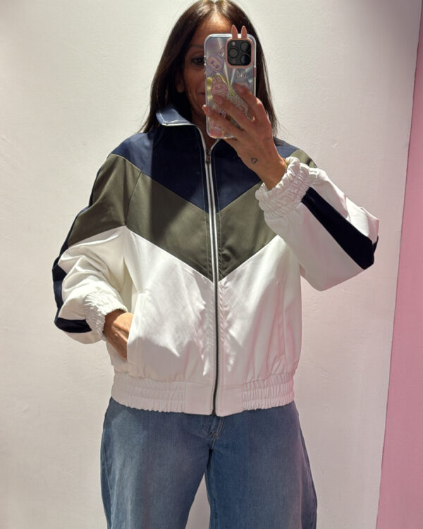 Bomber VICOLO tricolor, Blu Verde Militare Bianco