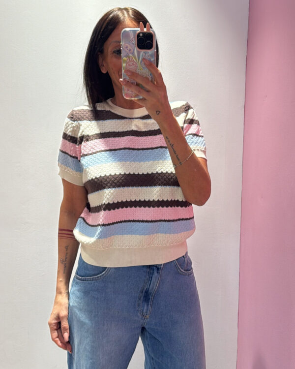 Maglia VICOLO a righe traforata