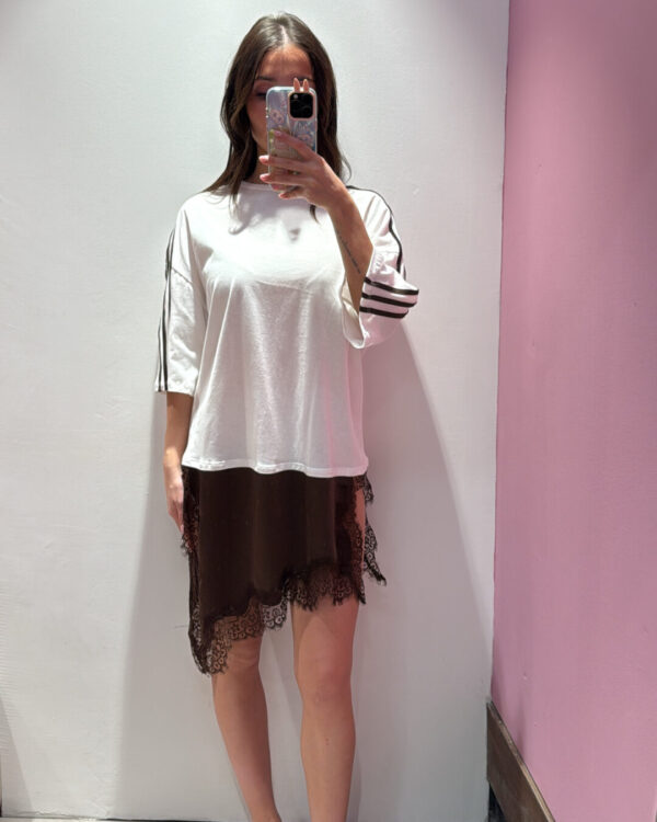 T-shirt MOTEL con bande , raso & pizzo _ BIANCO MORO