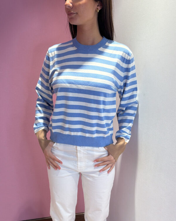 Maglia MOTEL a righe TRICOLOR , Celeste Panna Camel