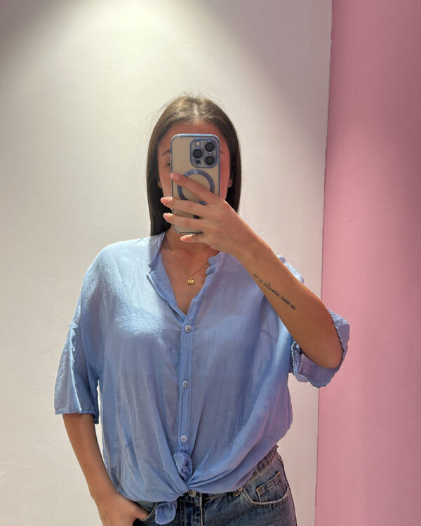 Camicia VICOLO in cotone & seta, AZZURRO