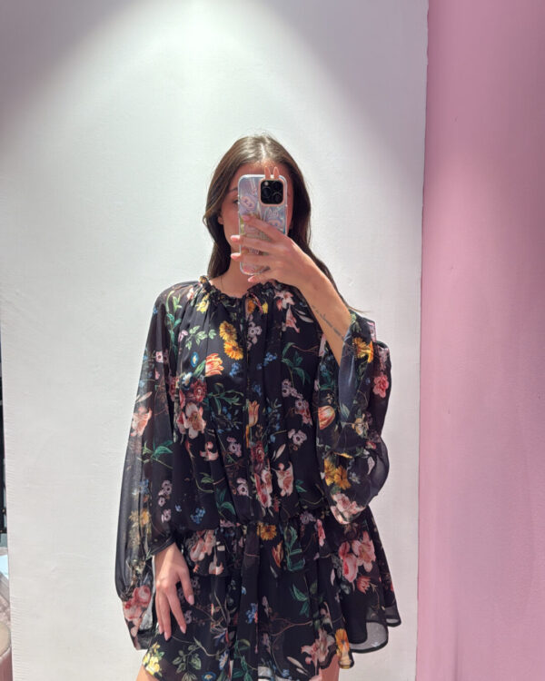 Abito VICOLO fantasia botanica, NERO