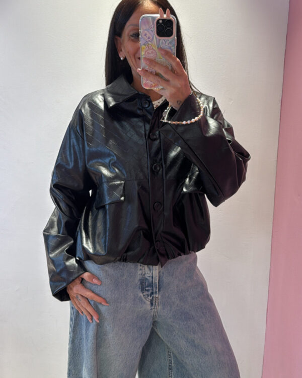 Giacca VICOLO in ecopelle intrecciata , NERO