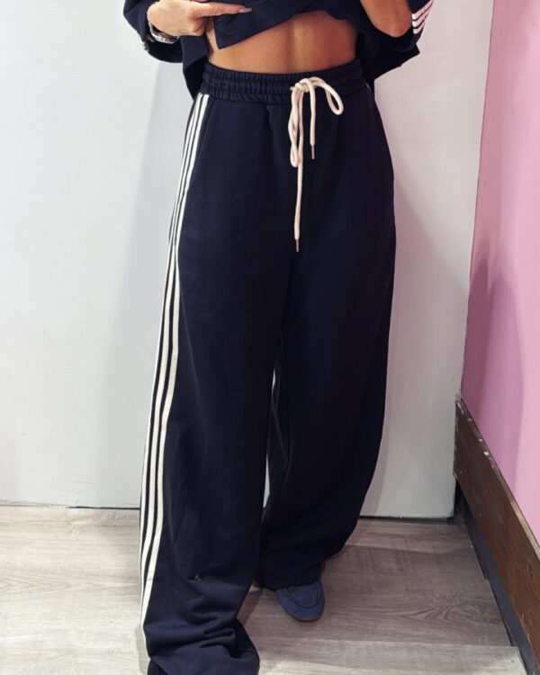 Pantalone MOTEL con coulisse & banda laterali, BLU