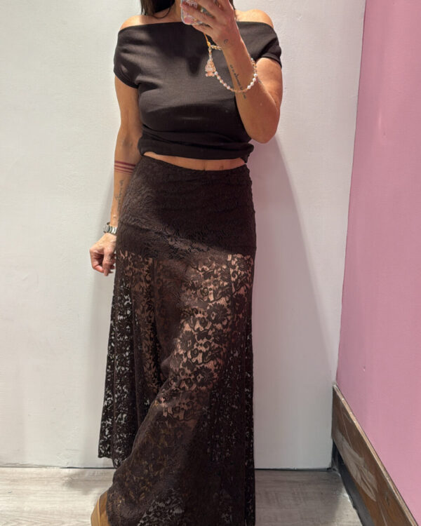 Gonna Lunga VICOLO in pizzo con culotte , MORO