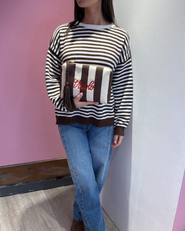 Pochette VICOLO a righe con logo ricamato