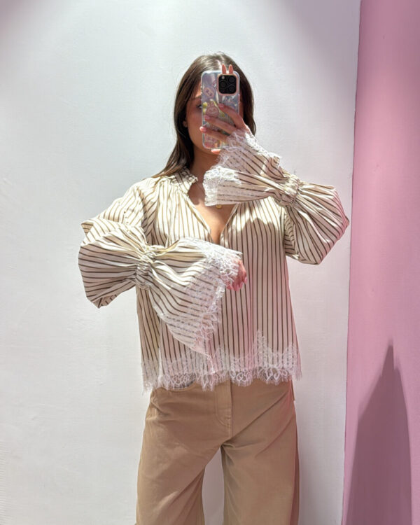 Camicia VICOLO a righe con dettaglio in pizzo