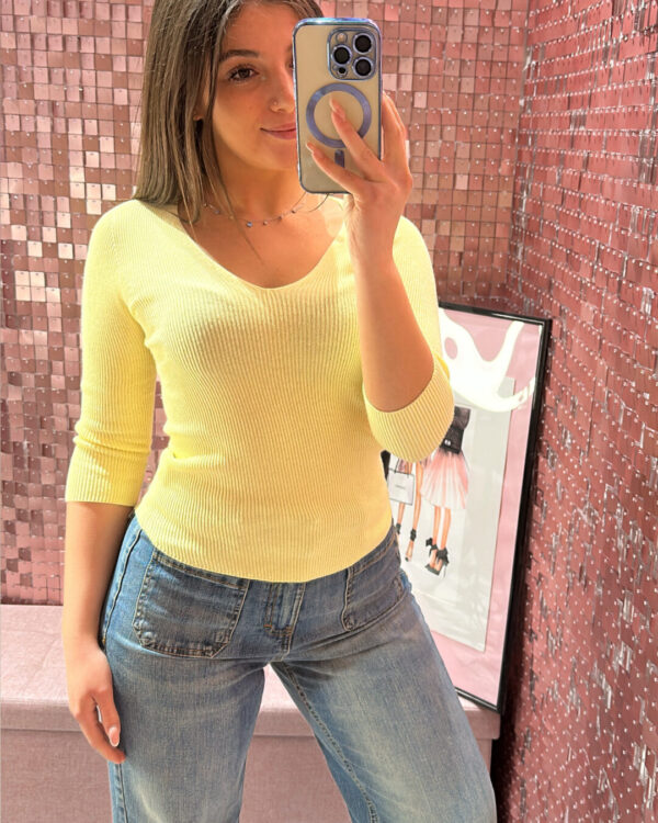 Maglia VICOLO con scollo a V a costine, VARI COLORI