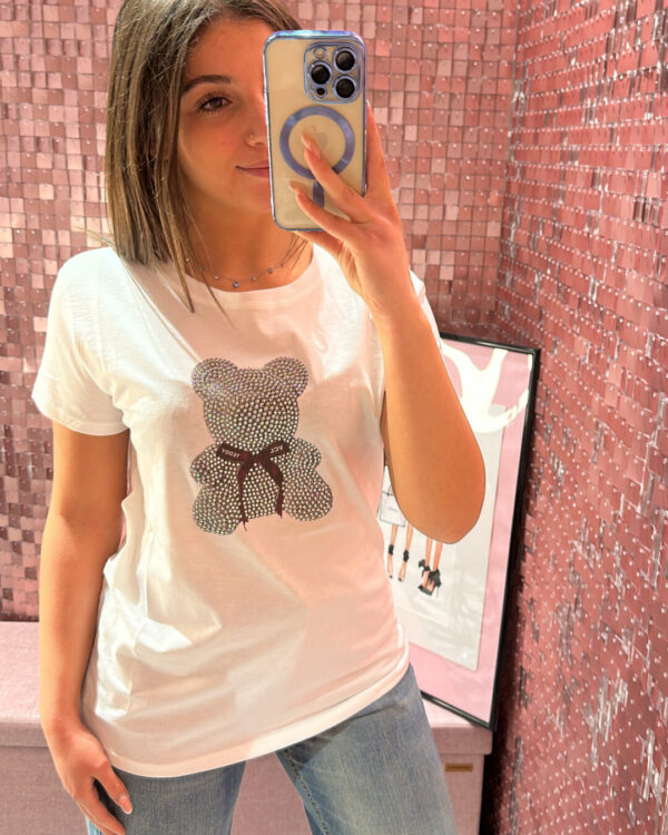 T-shirt VICOLO con orsetto in strass, fiochetto MORO