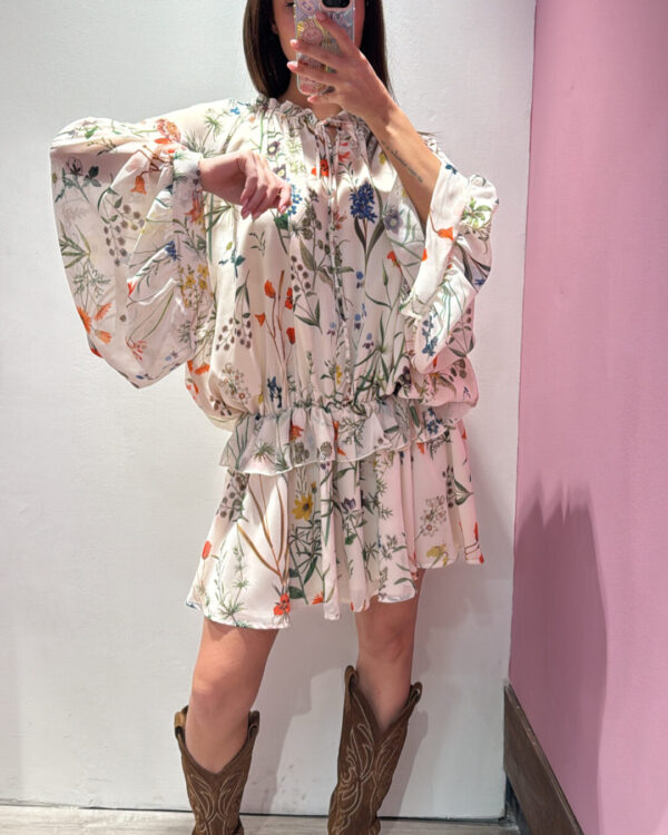 Abito VICOLO in georgette in fantasia botanica, BURRO