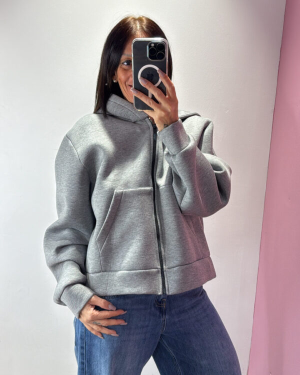 Felpa / Giacca VICOLO con cappuccio in neoprene, GRIGIO