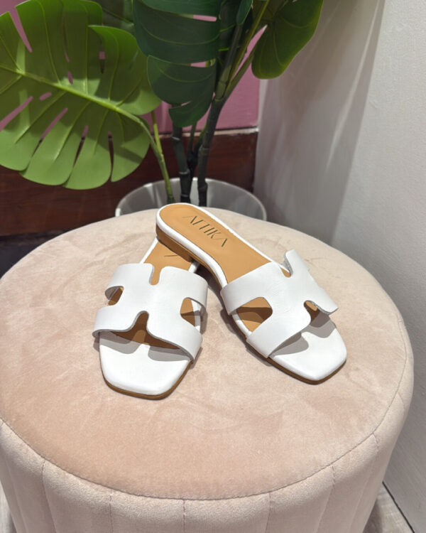 Ciabattina ATTIKA in pelle, BIANCO